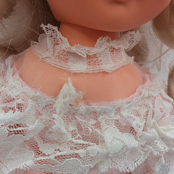 Vintage 1970-80's Regal Canada 18" Sleep Eye Doll Pink Dress Hat Lace Coquette - Picture 7 of 7